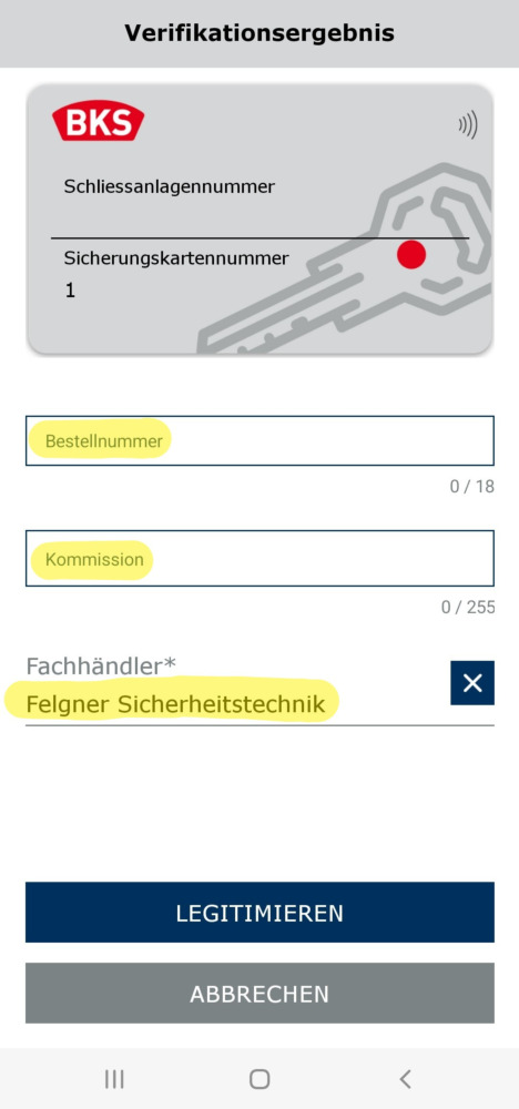 Screenshot der BKS App
