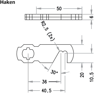 Schließhebel Haken