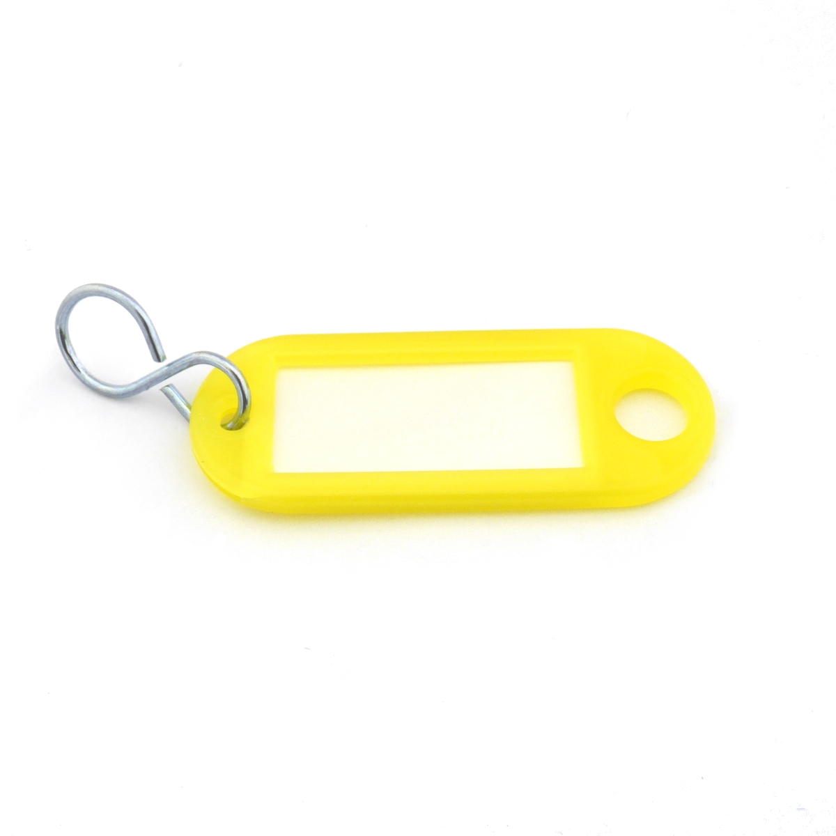 ► Schlüsselanhänger mit S-Haken gelb mit Beschriftungsfeld
