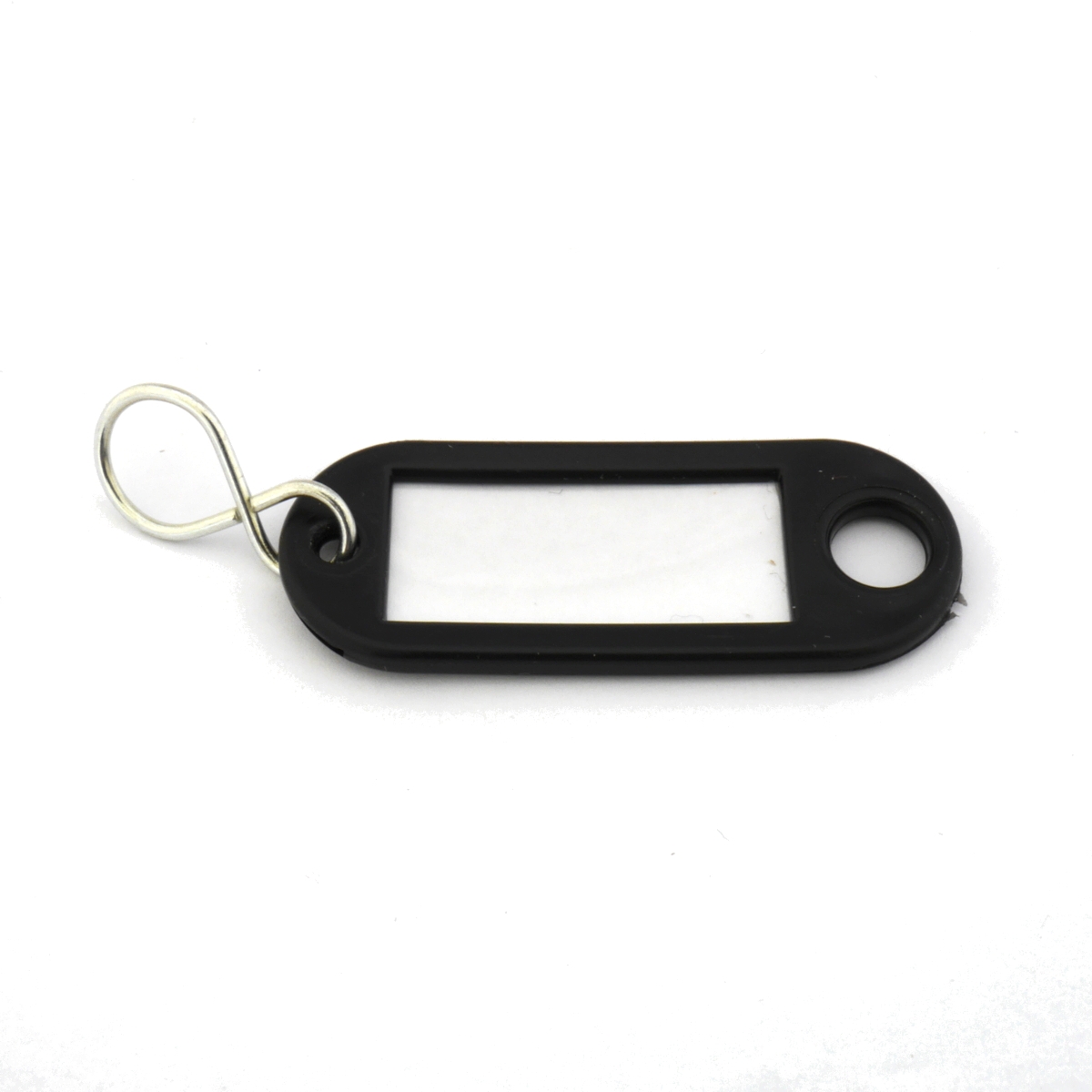 ► Schlüsselanhänger mit S-Haken schwarz mit Beschriftungsfeld