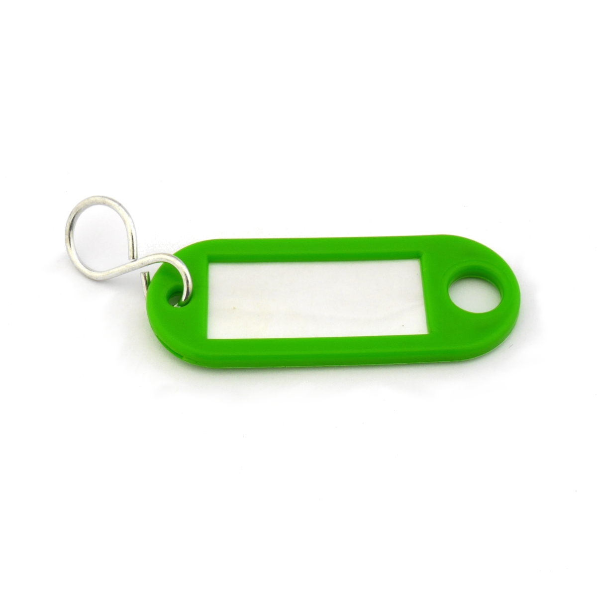 ► Schlüsselanhänger mit S-Haken hellgrün mit Beschriftungsfeld