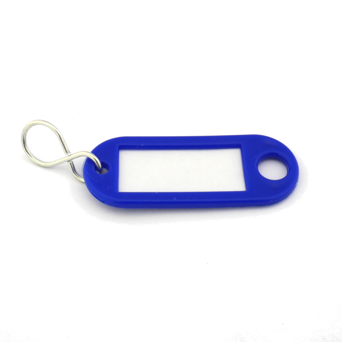 ► Schlüsselanhänger mit S-Haken blau mit Beschriftungsfeld