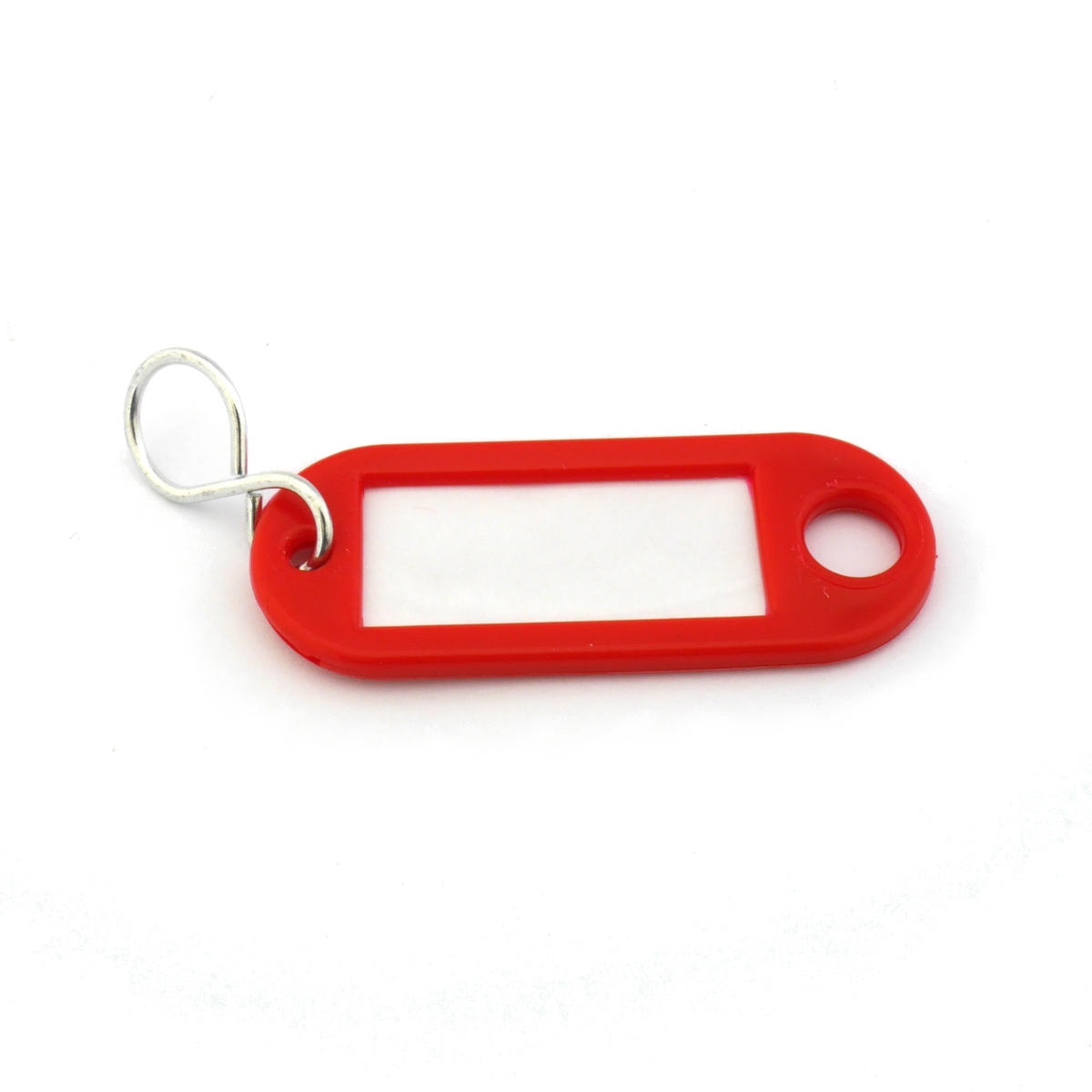 ► Schlüsselanhänger mit S-Haken rot mit Beschriftungsfeld