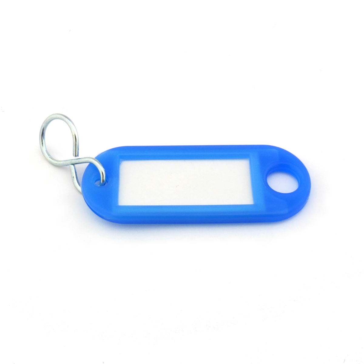 ► Schlüsselanhänger mit S-Haken-neonblau mit Beschriftungsfeld