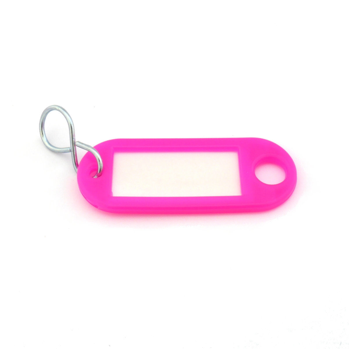 ► Schlüsselanhänger mit S-Haken-neonpink mit Beschriftungsfeld