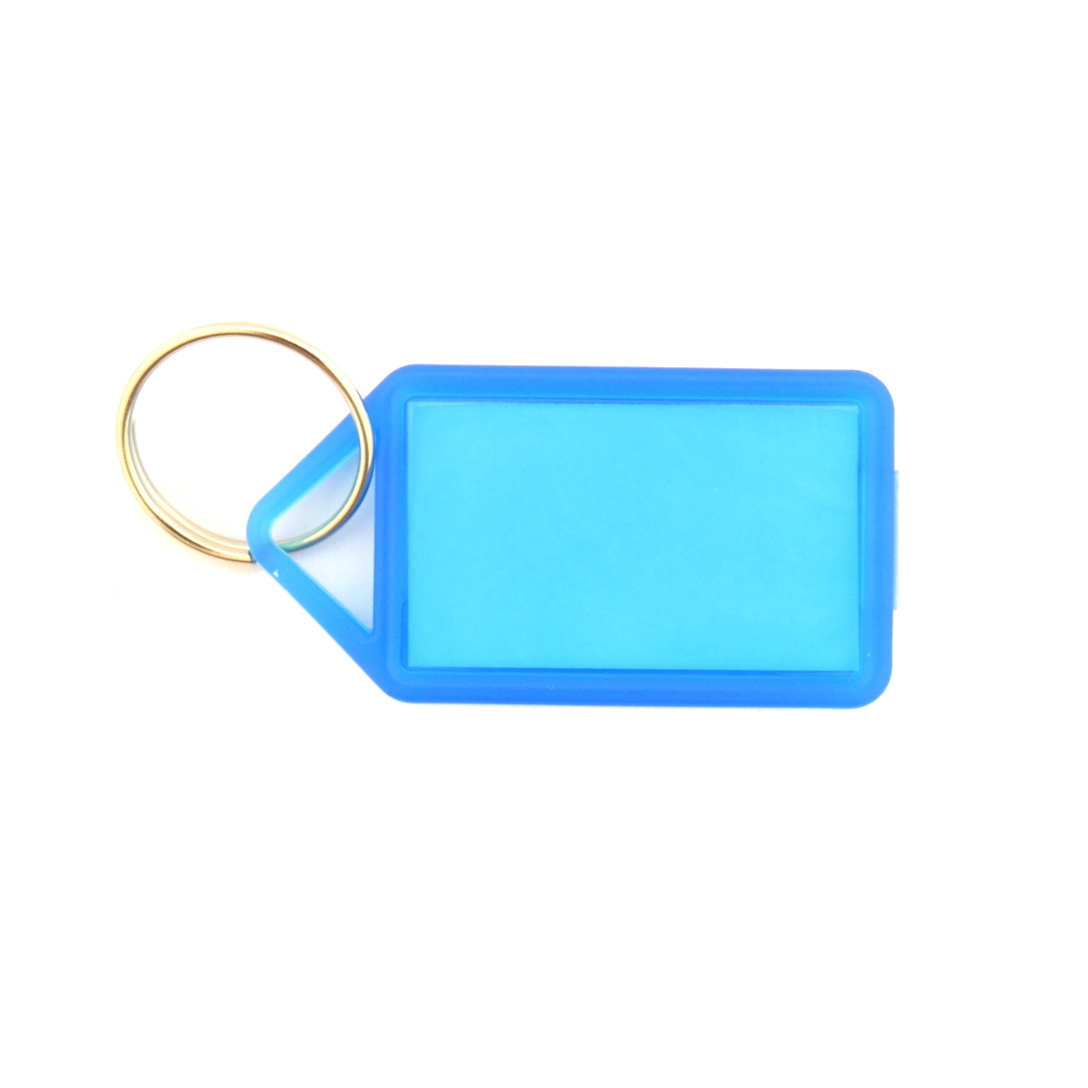 ► Schlüsselanhänger mit Klappschanier-blau mit Beschriftungsfeld