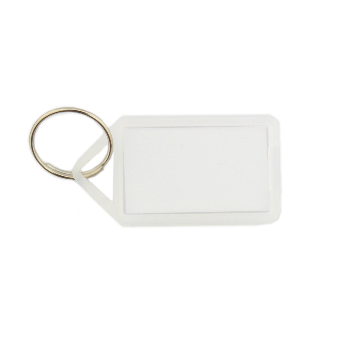 ► Schlüsselanhänger mit Klappschanier-transparent mit Beschriftungsfeld