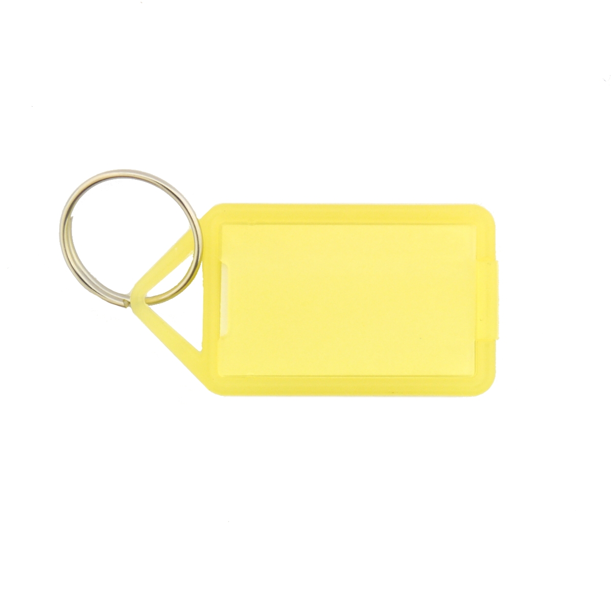 ► Schlüsselanhänger mit Klappschanier-gelb mit Beschriftungsfeld