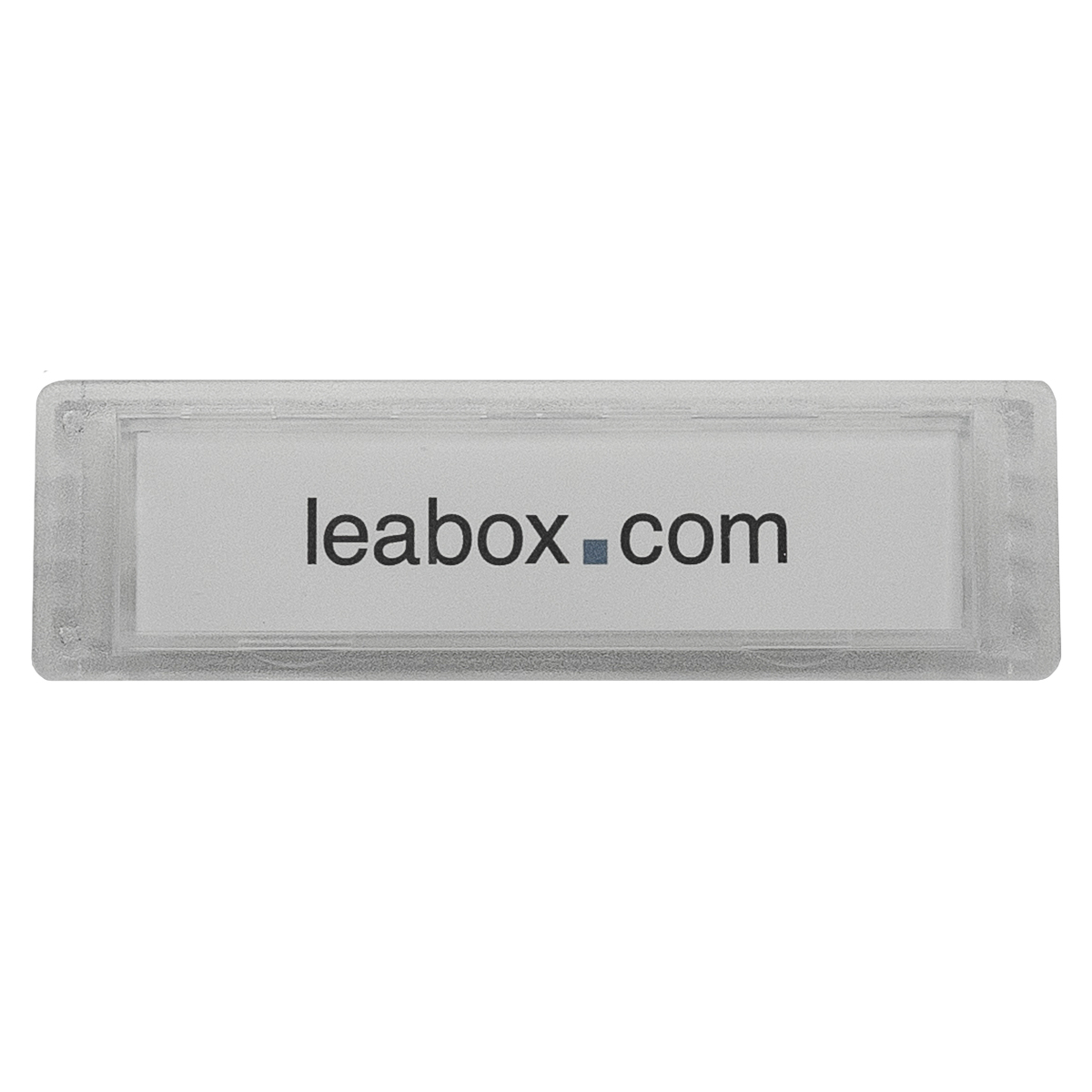 ► leabox Namensschild klar 75x22 Rand farblos