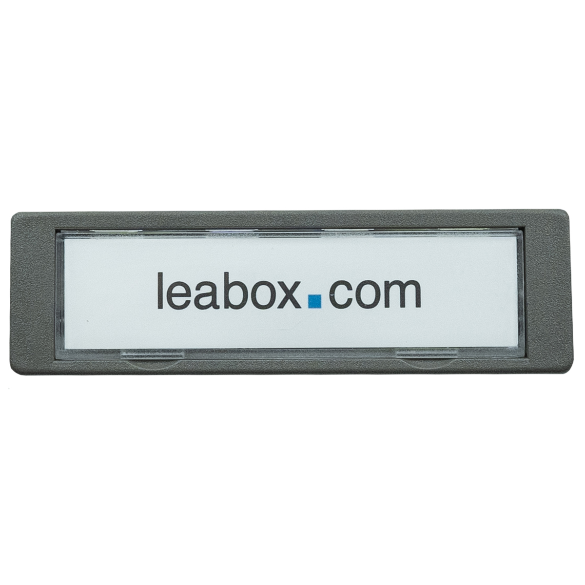 ► leabox Namensschild grau 75x22 mit grauem Rand