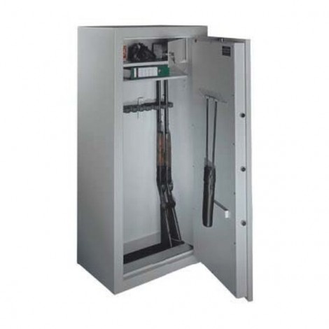 FORMAT Waffenschrank WF 1675 B Runner im geöffnetem Zustand in RAL 7035 (Lichtgrau)