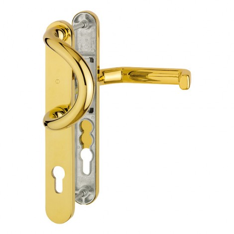 HOPPE Liverpool Profiltür-Langschildbeschlag - Stoßgriff - F71 Messing poliert