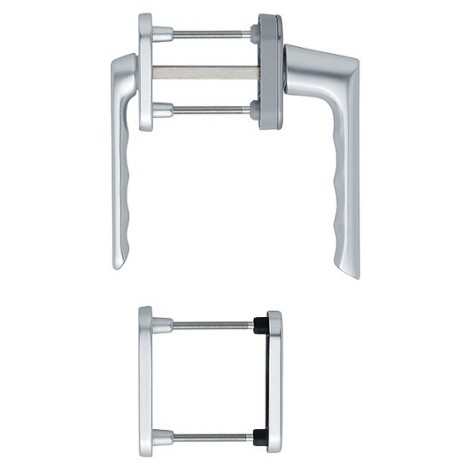 HOPPE Brest Fenstergriff-Rosettengarnitur - Außen mit kurzem Hals - F1 Aluminium Natur