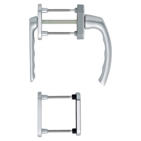 HOPPE Luxembourg Fenstergriff-Rosettengarnitur - Außen mit kurzem Hals - F1 Aluminium Natur