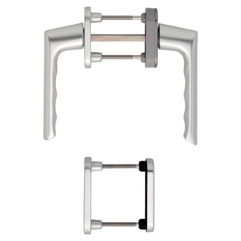 HOPPE Brest Fenstergriff-Rosettengarnitur - Auf beiden Seiten mit Griff - F1 ALuminium Natur