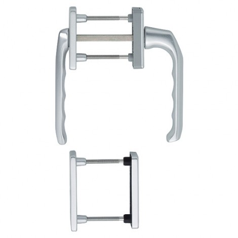 HOPPE London Fenstergriff-Rosettengarnitur - Außen mit kurzem Hals - F1 Aluminium Natur