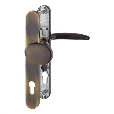 HOPPE Atlanta Profiltür-Langschildgarnitur - gekröpfter Knopf - F73 Messing brüniert