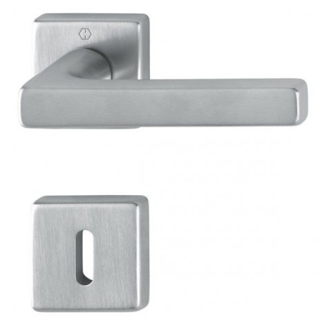 HOPPE Dallas Rosetten-Garnitur - F41-R Messing satiniert verchromt mit Resista - Ovalbart