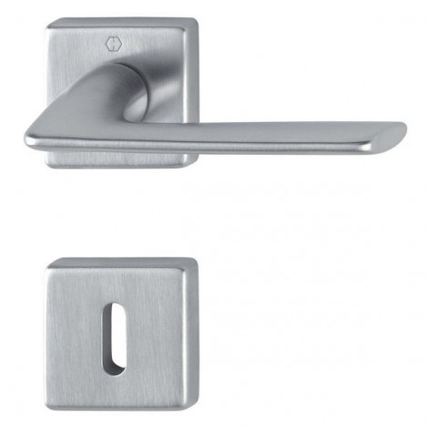 HOPPE Houston Rosetten-Garnitur - F41-R Messing satiniert verchromt mit Resista - Ovalbart