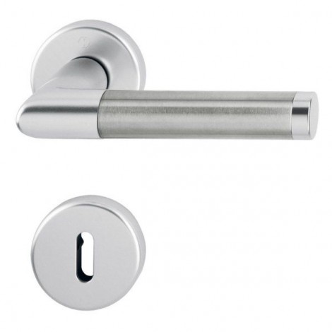 HOPPE Amsterdam Rosetten-Garnitur - F1/F69 Aluminium Natur/Edelstahl matt - Ovalbart