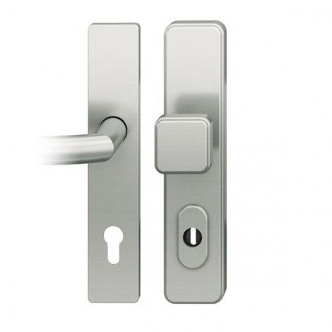 FSB Schutzbeschlag 7381 als Wechselgarnitur mit Kernziehschutz und beidseitigem Schildbeschlag (Aluminium F1)