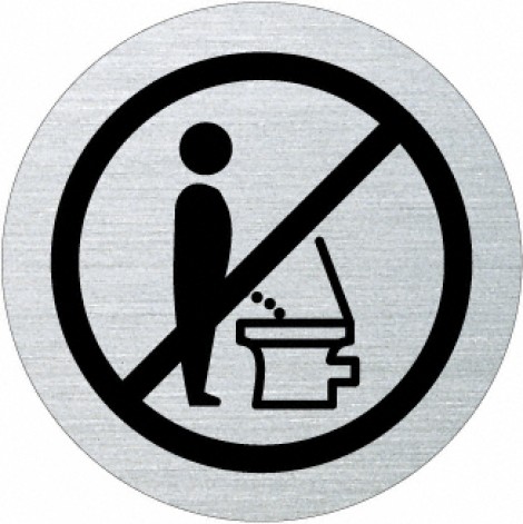 Ofform Edelstahlschild - Nicht im Stehen pinkeln ...
