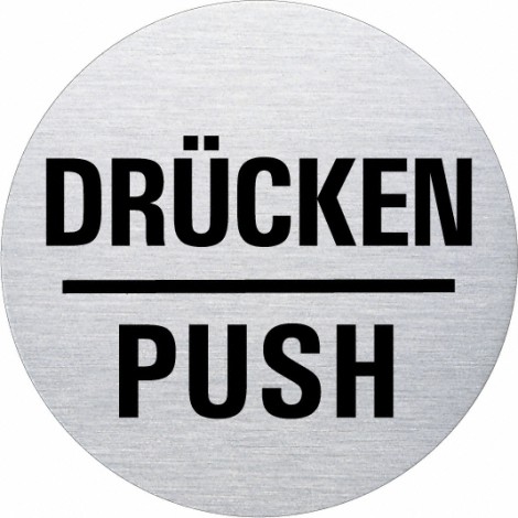 Ofform Edelstahlschild - Drücken / Push
