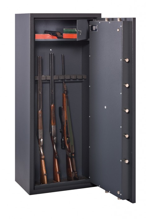 FORMAT Waffenschrank Cervo im geöffnetem Zustand in RAL 7024 (Graphitgrau)