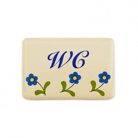Münder-Email Türschild mit Blümchendekor - WC