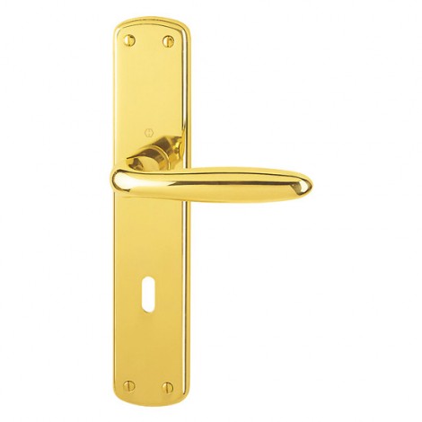 HOPPE Verona Langschild-Garnitur - F71 Messing poliert - Ovalbart