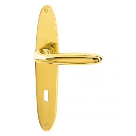 HOPPE Pisa Langschild-Garnitur M151/343 - F71 Messing poliert - Ovalbart