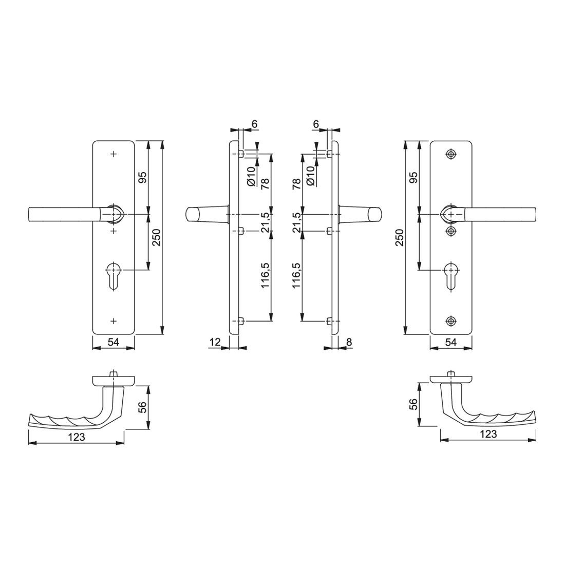 HOPPE Schutzgarnitur Birm.1117/2221A/2440 Alu.F2 92mm 67-72mm - 2578973