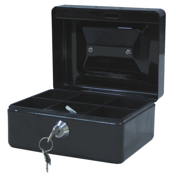 BLACK+DECKER Geldkassette Mit Münzsortierer - Metall Spardose 30,5cm Schwarz