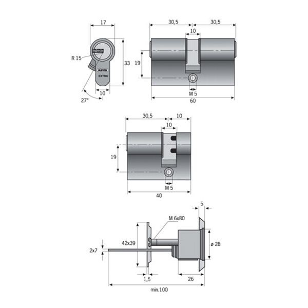 Abus EC550 Perfil Cilindro Doble Longitud 45/60mm Con 6 Llaves