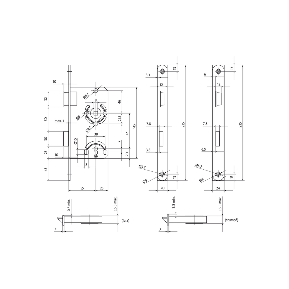 BKS Einsteckschloss 0215 BB - Stahlschloss Für Innentüren In Neusilber
