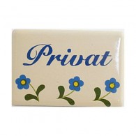 Münder-Email Türschild mit Blümchendekor - Privat