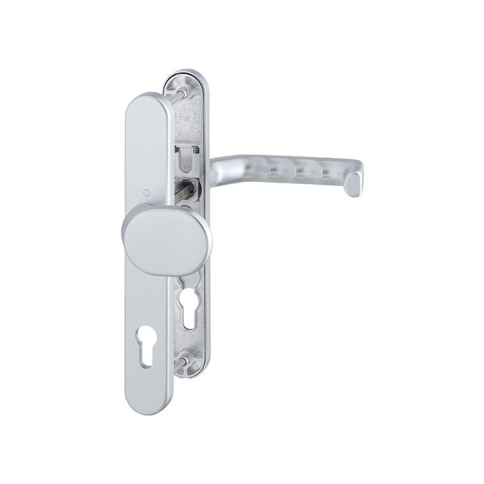 HOPPE Liverpool Profiltür-Langschildbeschlag - gekröpfter Knopf - F1-2 Aluminium Natur matt