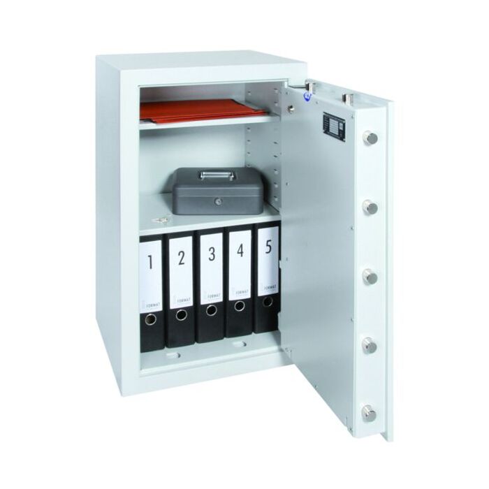 FORMAT Wertschutzschrank Orion 70-410 im geöffnetem Zustand in Lichtgrau (RAL 7035)