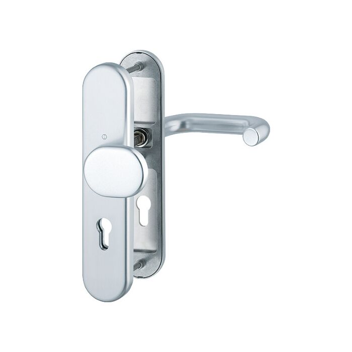 HOPPE Paris Feuerschutzbeschlag ohne Zylinder-Abdeckung - F1 Aluminium Natur