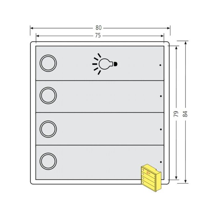 RENZ Tastenmodul RSA2 kompakt - 3 Klingel- & 1 Lichttaster