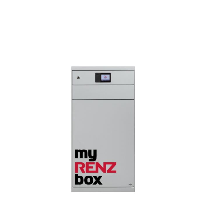RENZ eQUBO Paketkasten mit 2 Paketfächern XS und XL in Verkehrsweiß