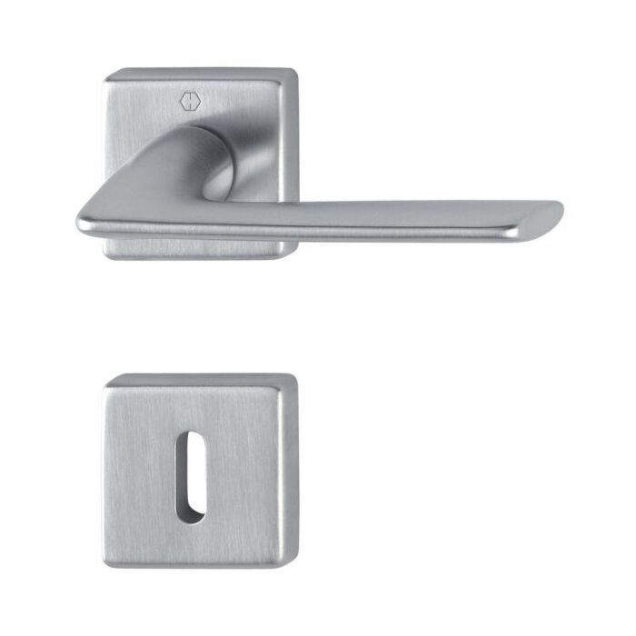 HOPPE Houston Rosetten-Garnitur - F41-R Messing satiniert verchromt mit Resista - Ovalbart