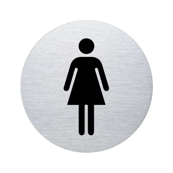 Ofform Edelstahlschild - WC Frau