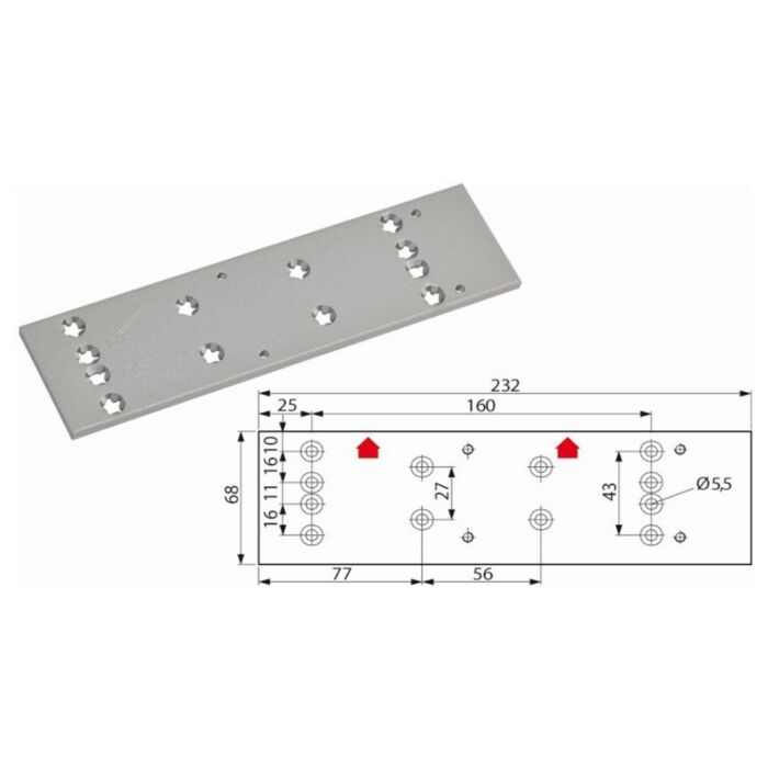 DORMA Montageplatte TS 71 / TS 72 in silber