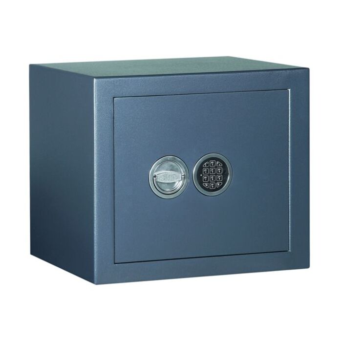 FORMAT Wertschutzschrank Orion 30-410 im geschlossenem Zustand in Graphitgrau (RAL 7035) mit dem optionalen Elektronikschloss LaGard Swingbolt 39E