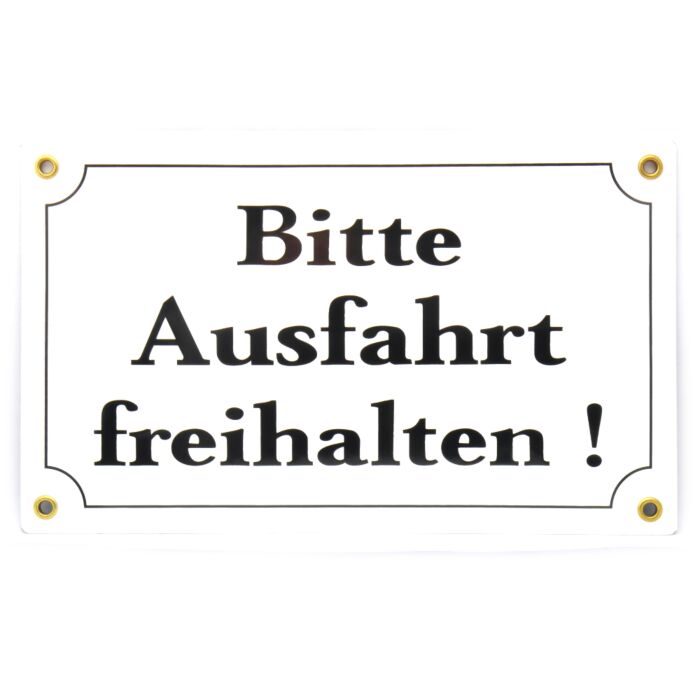 Münder-Email Schild - "Bitte Ausfahrt freihalten!"