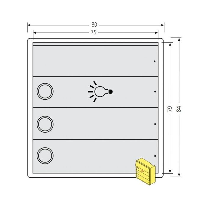 RENZ Tastenmodul RSA2 kompakt - 2 Klingelschilder & 1 Lichttaste