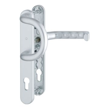 HOPPE Liverpool Profiltür-Langschildbeschlag - gekröpfter Stoßgriff - F1-2 Aluminium Natur matt