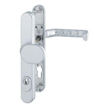 HOPPE Liverpool Profiltür-Schutzbeschlag mit Zylinder-Abdeckung - gekröpfter Knopf - F1-2 Aluminium Natur matt