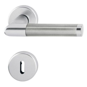 HOPPE Amsterdam Rosetten-Garnitur - F1/F69 Aluminium Natur/Edelstahl matt - Ovalbart